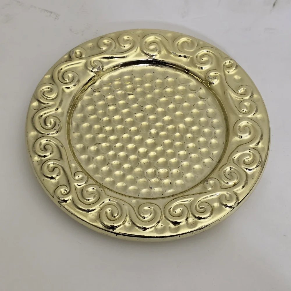 VINTAGE Gold Ceramic Ornate Scroll Classic Trinket Tray‎ 4.5